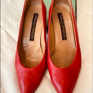 RED MAUD FRIZON soft Napa leather short heel pumps